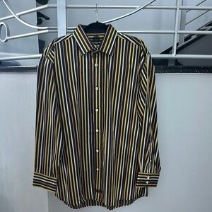 English Laundry Black, Brown and Yellow Button Down Shirt size 17 1/2